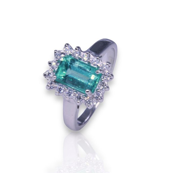 New Colombian Emerald Engagement Ring (1,65 carats with 18K white gold - Picture 8 of 9